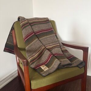 Vintage WOOLRICH Wool Stripe 69x56” Throw Blanket - Made in USA